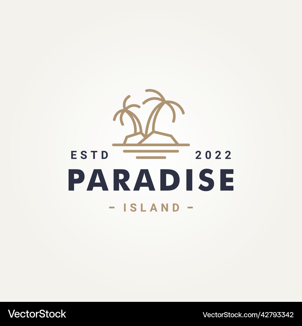 Paradies Insel einfache Linie Kunst Logo Vorlage Paradies Insel einfache Linie Kunst Logo Vorlage vektorbild