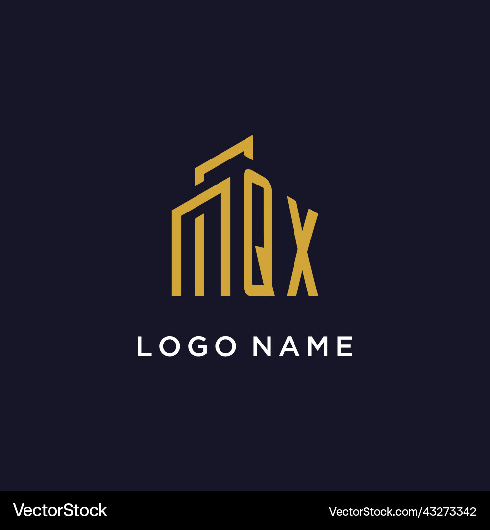 Qx initial monogram with building logo design Vector Image