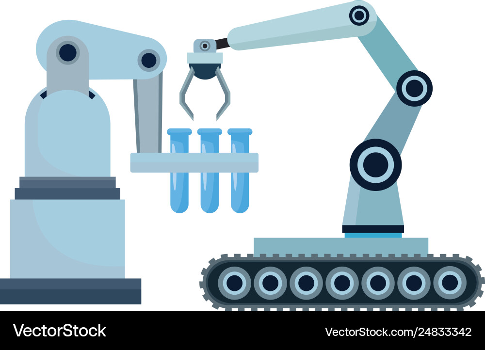 Robotics arms mobil with test tubes Vector Image