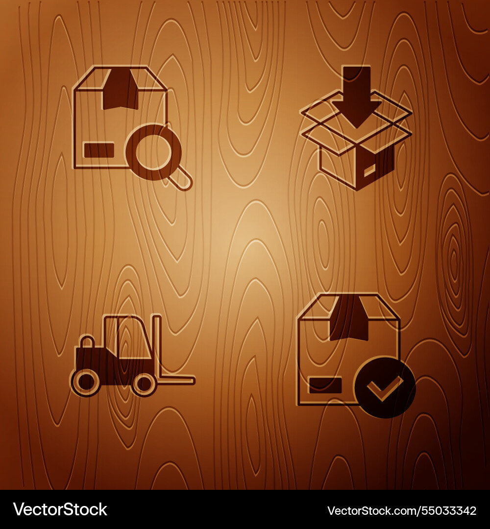 Set ackage box with check mark search package Set ackage box with check mark search package vector image
