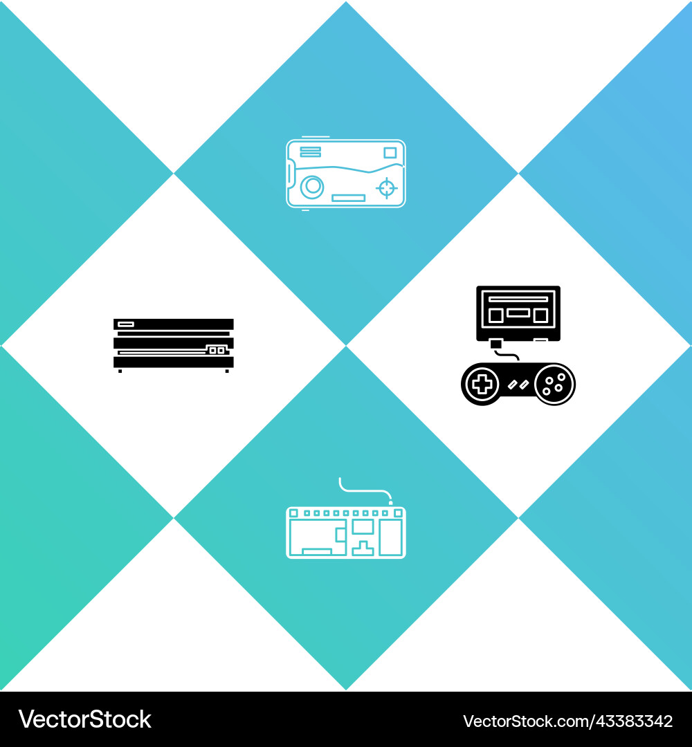 Set video game console computer keyboard mobile Set video game console computer keyboard mobile Vector Image