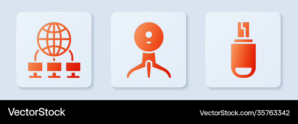 Set web camera computer network and usb flash Set web camera computer network and usb flash vector image