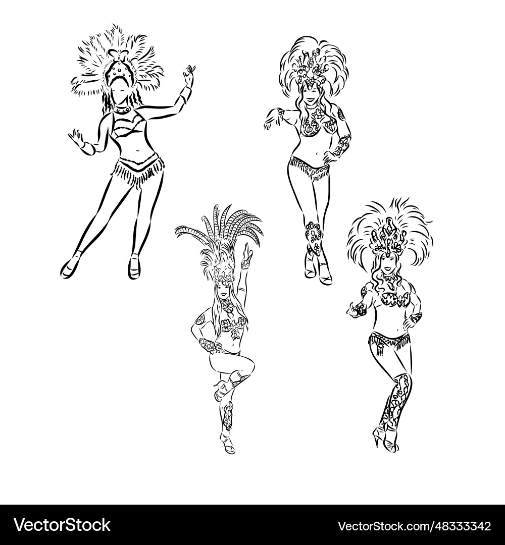 Sketch of samba dancer isolated on white Sketch of samba dancer isolated on white Vector Image