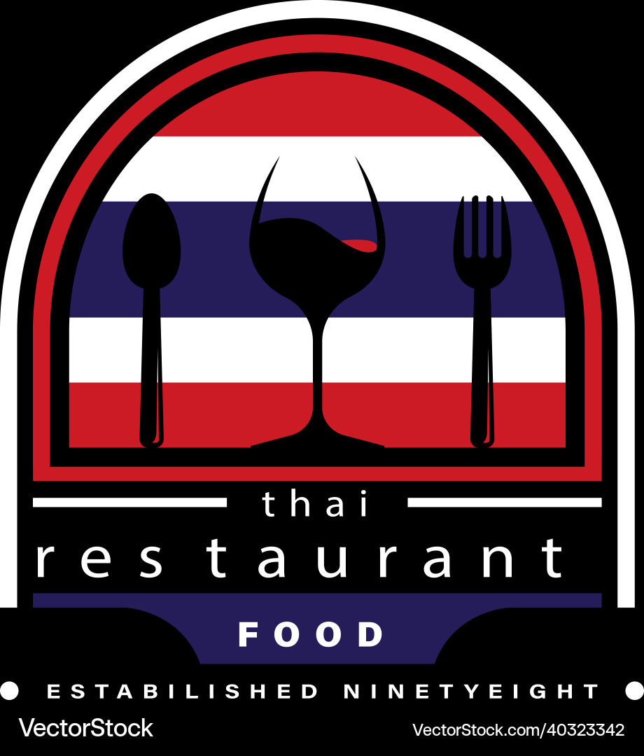 Thailand Restaurant Logo - Flag & Food Icons Vector Image