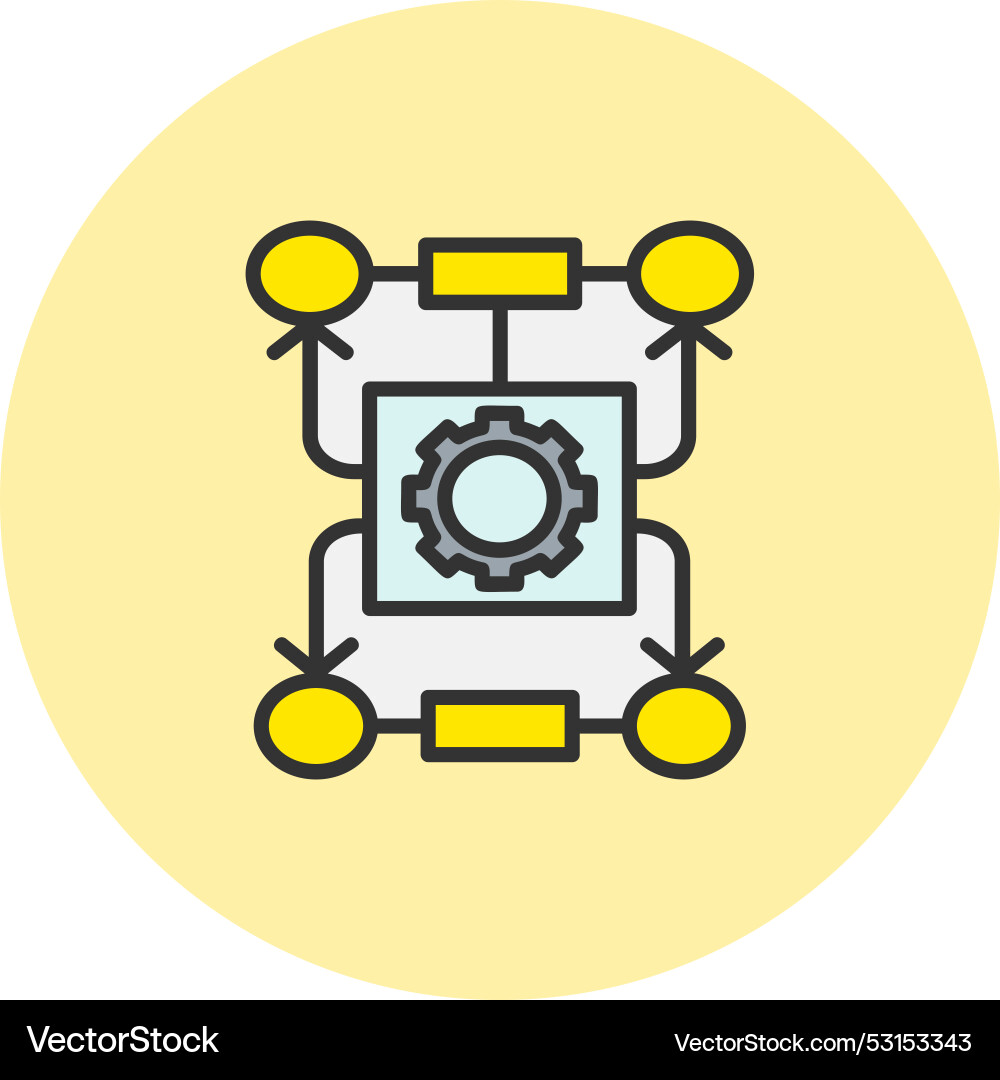Algorithm line filled circle icon Vector Image