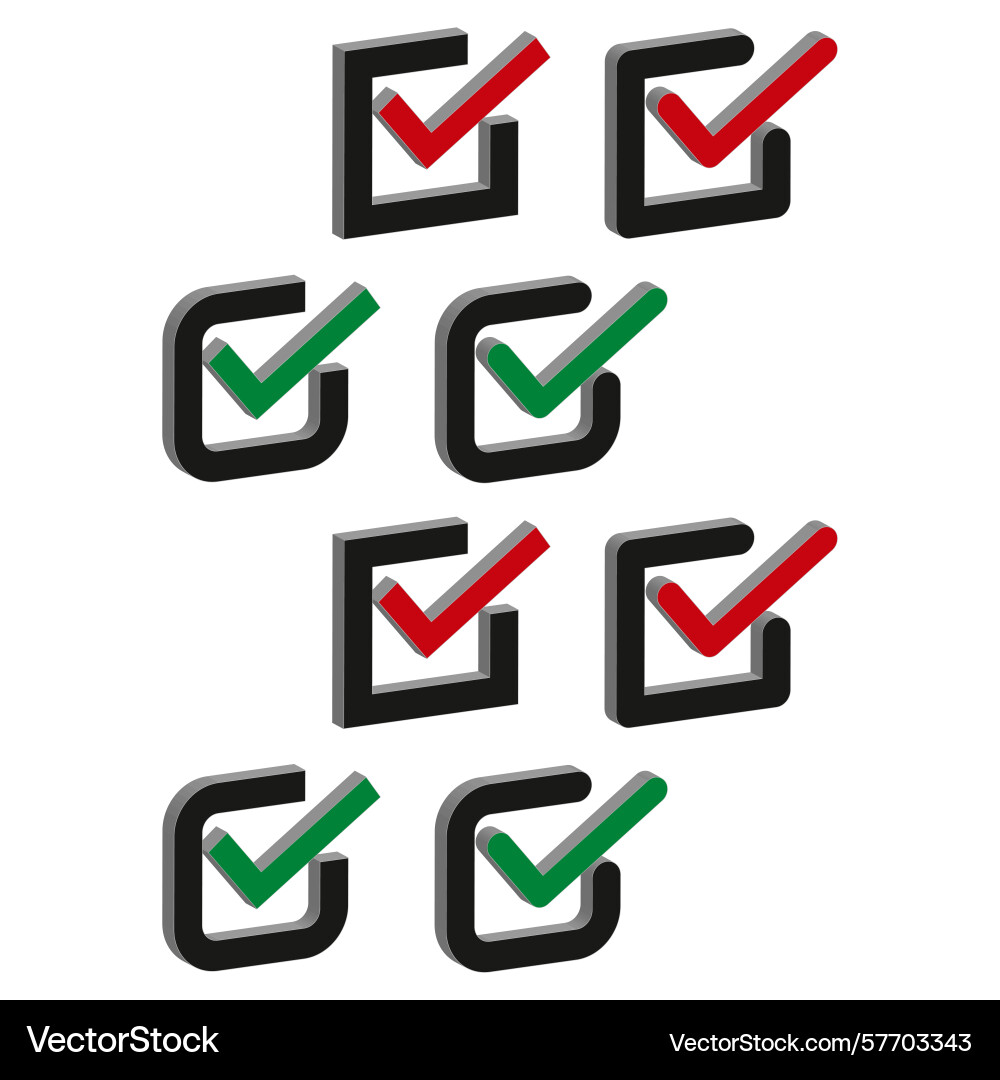 Checkbox selection symbols isometric checkmarks vector image