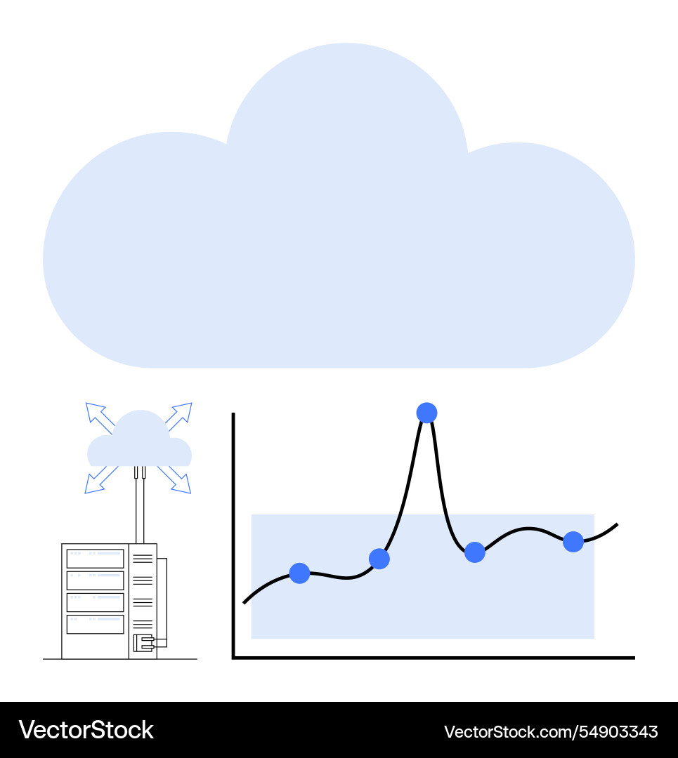 Cloud technology with data analytics and server Cloud technology with data analytics and server vector image