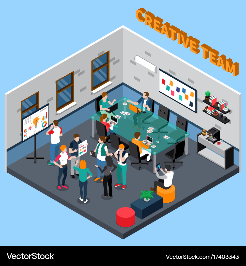 Creative team isometric Royalty Free Vector Image