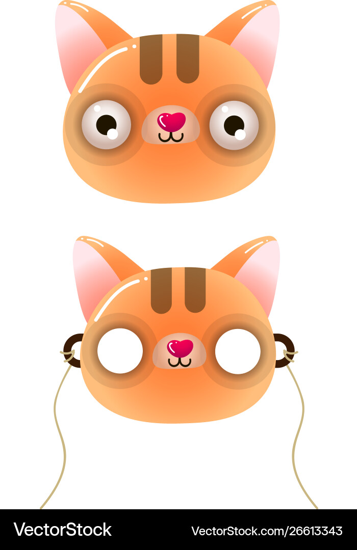 Cute orange color kid cat mask with eyes Cute orange color kid cat mask with eyes Vector Image