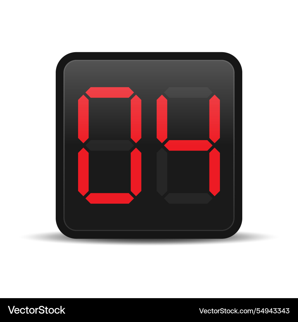 Digital countdown display with red number 4 vector image
