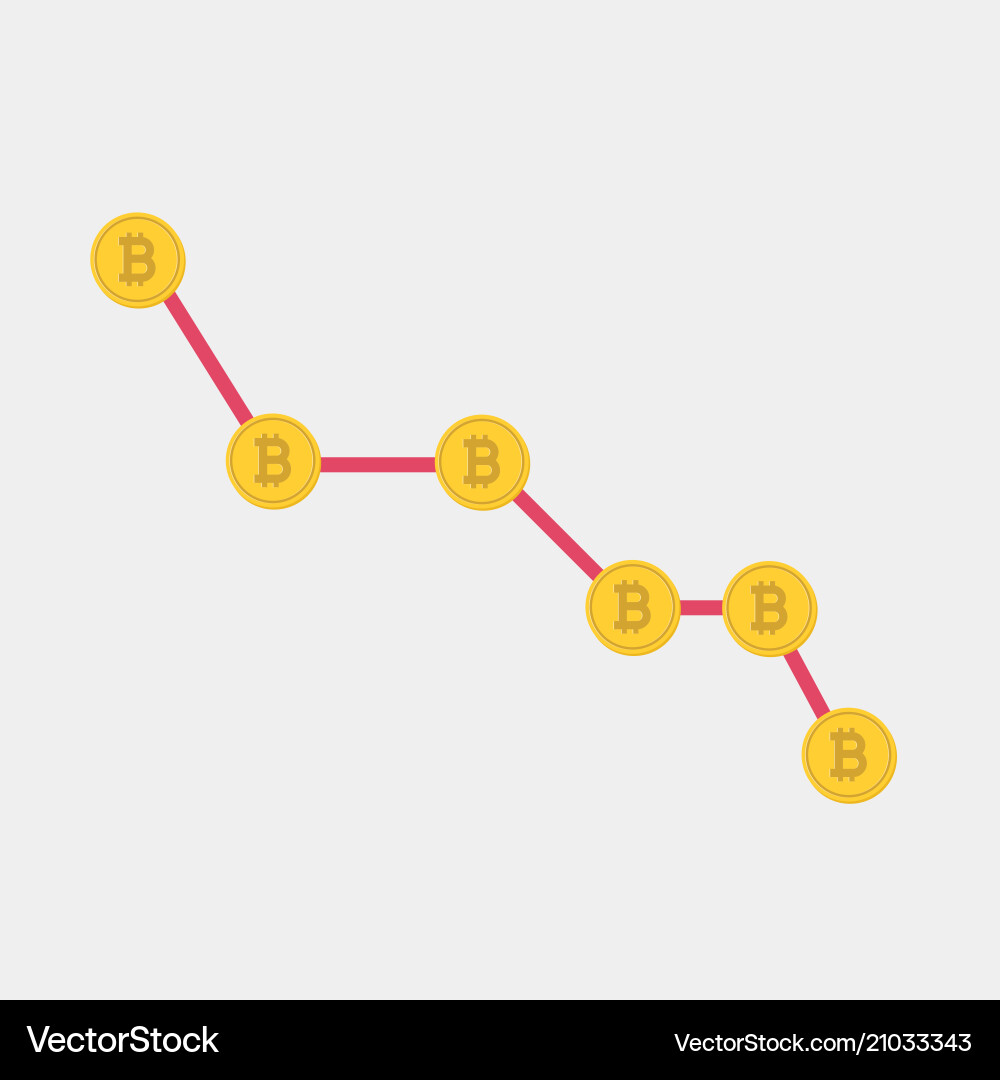 Down graph with bitcoin sign in flat icon design Down graph with bitcoin sign in flat icon design vector image