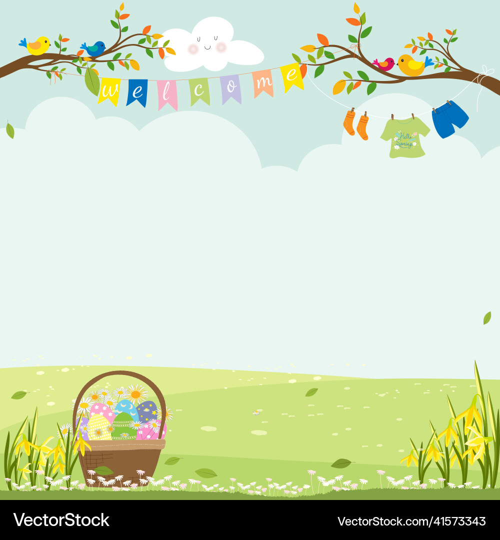 Easter greeting card spring background with hello Easter greeting card spring background with hello vector image