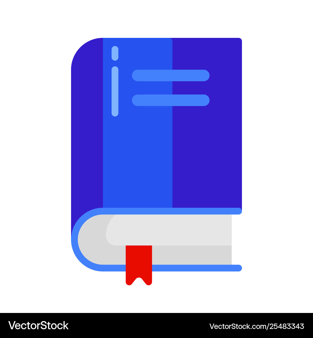 Icon school book with bookmark in flat style Icon school book with bookmark in flat style vector image