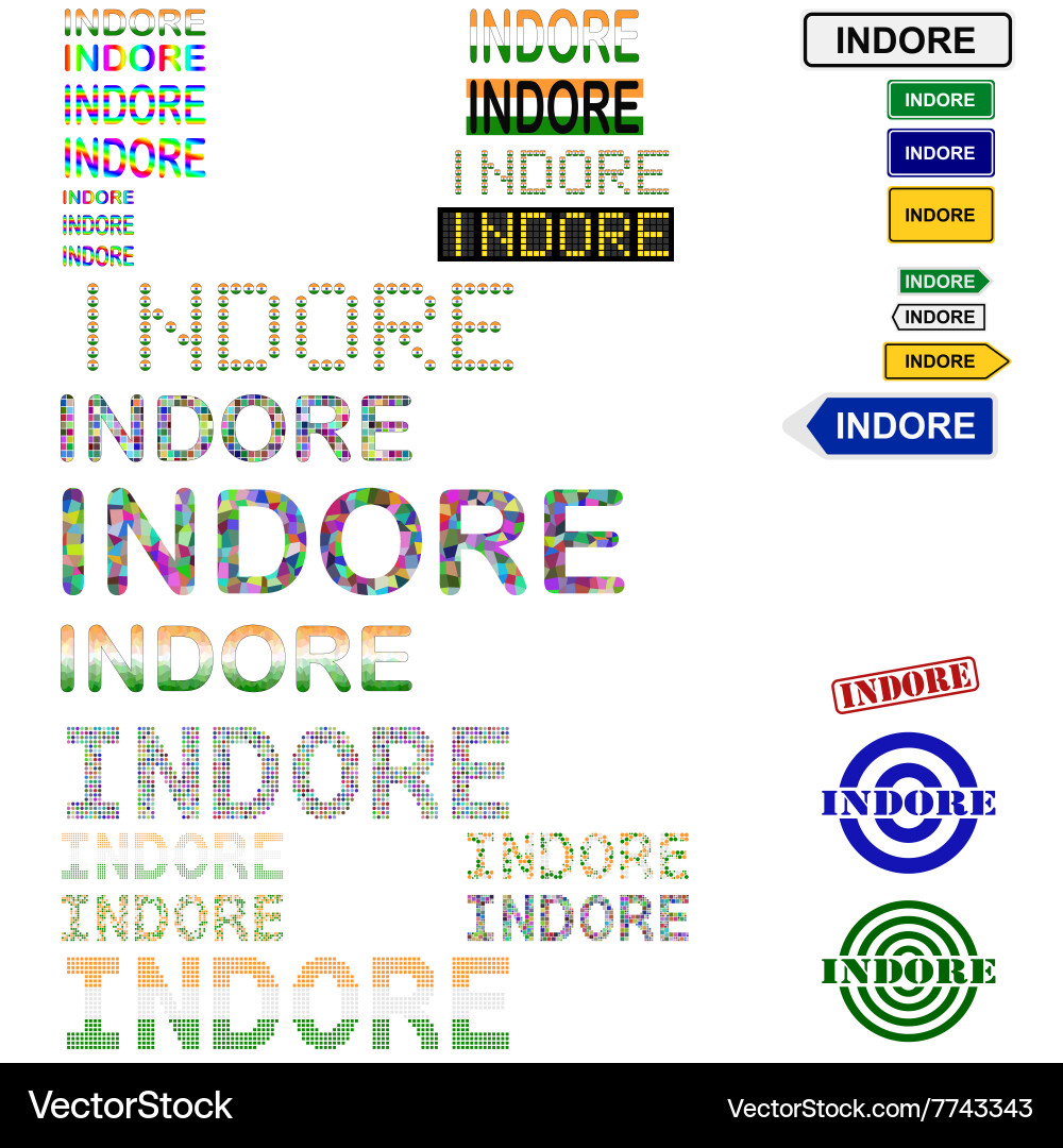 Indore text design set Vector Image