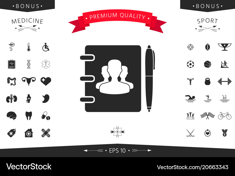 Notebook address phone book with symbol of group Notebook address phone book with symbol of group vector image