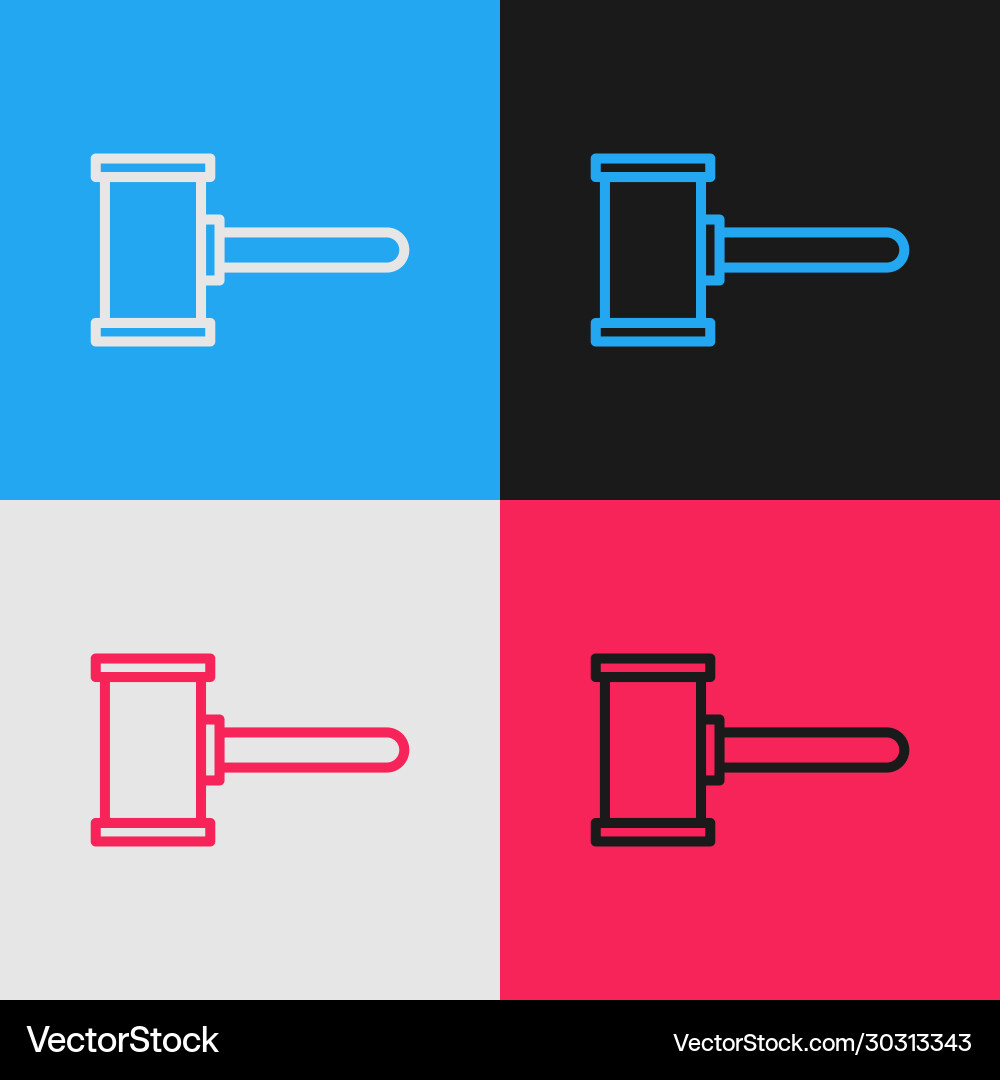 Pop art line judge gavel icon isolated on color Pop art line judge gavel icon isolated on color vector image