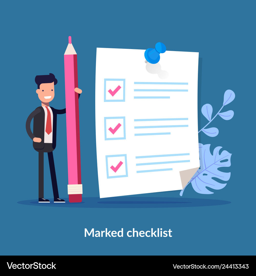Positive business man with a giant pencil nearby Positive business man with a giant pencil nearby vector image