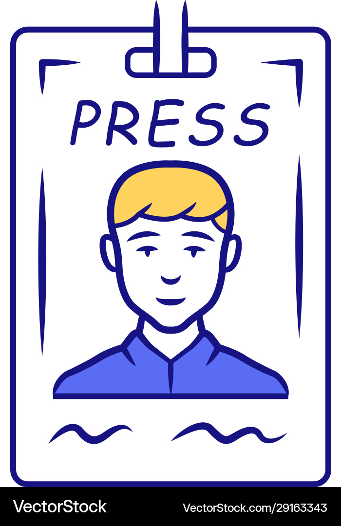 Pressepass blaue Farbe Icon Journalist Reporter id Pressepass blaue Farbe Icon Journalist Reporter id vektorbild