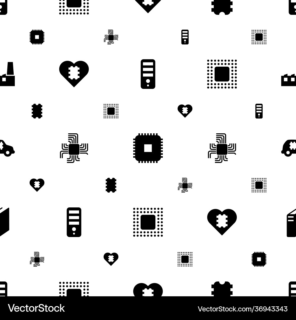 Processor icons pattern seamless white background vector image