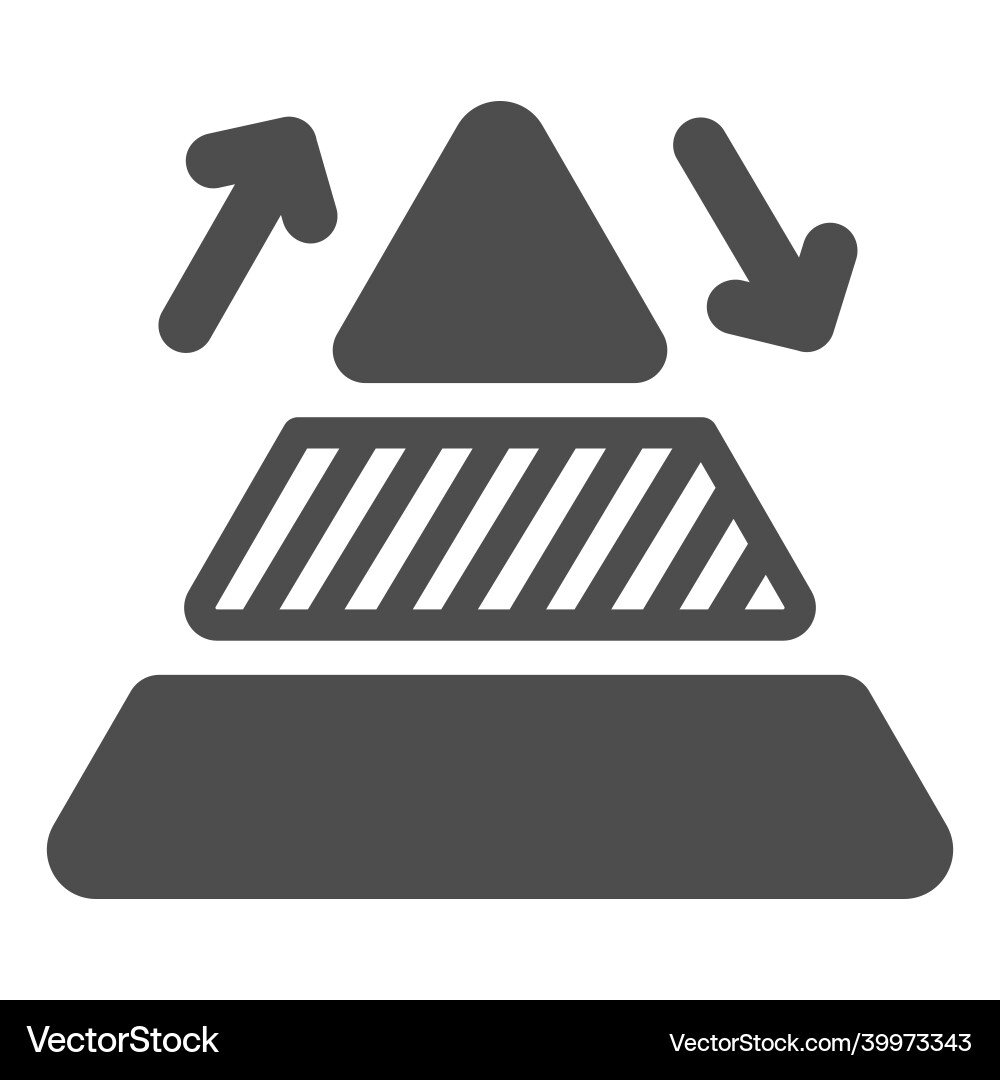 Pyramid line chart with arrows solid icon diagram Vector Image