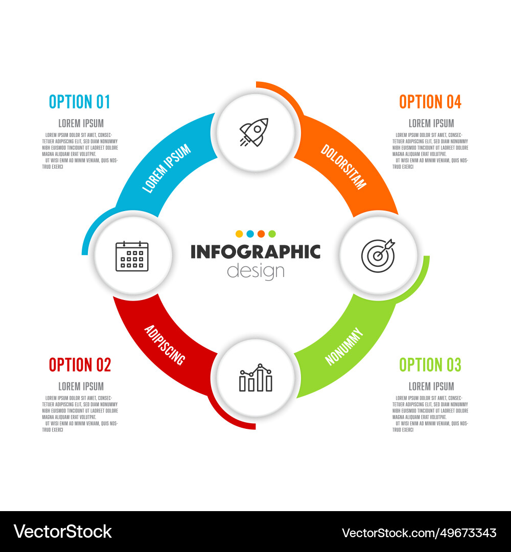 Round pie chart into 4 option startup project vector image