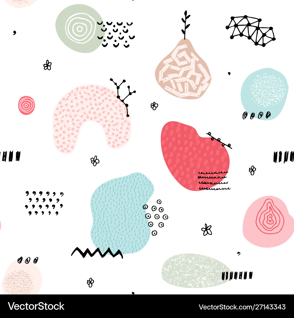 Seamless pattern with hand drawn abstract Vector Image