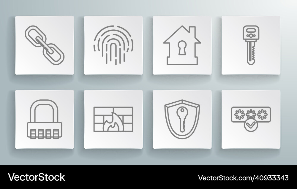 Set line safe combination lock fingerprint Set line safe combination lock fingerprint vector image
