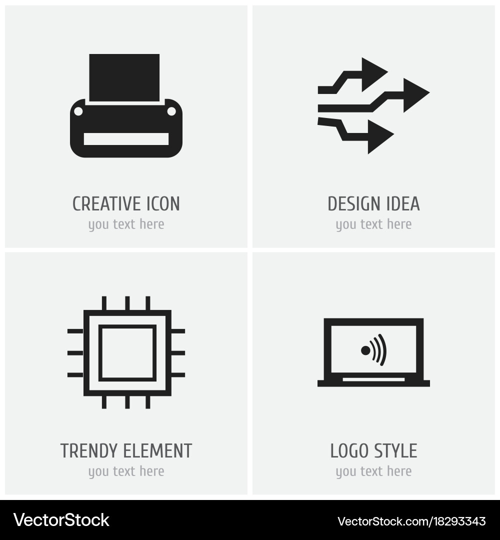 Set of 4 editable computer icons includes symbols vector image