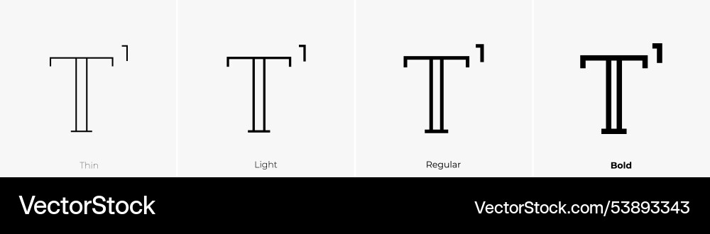 Superscript icon thin light regular and bold Superscript icon thin light regular and bold vector image