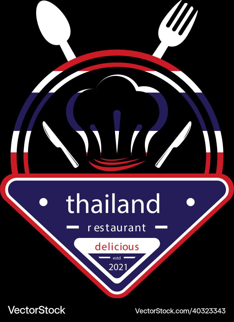 Thailand food restaurant logo flag Thailand food restaurant logo flag vector image