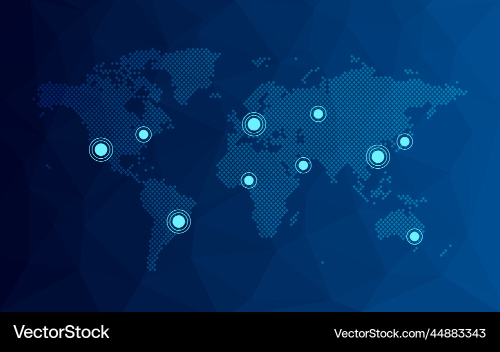 World map with pointers on triangle pattern Vector Image