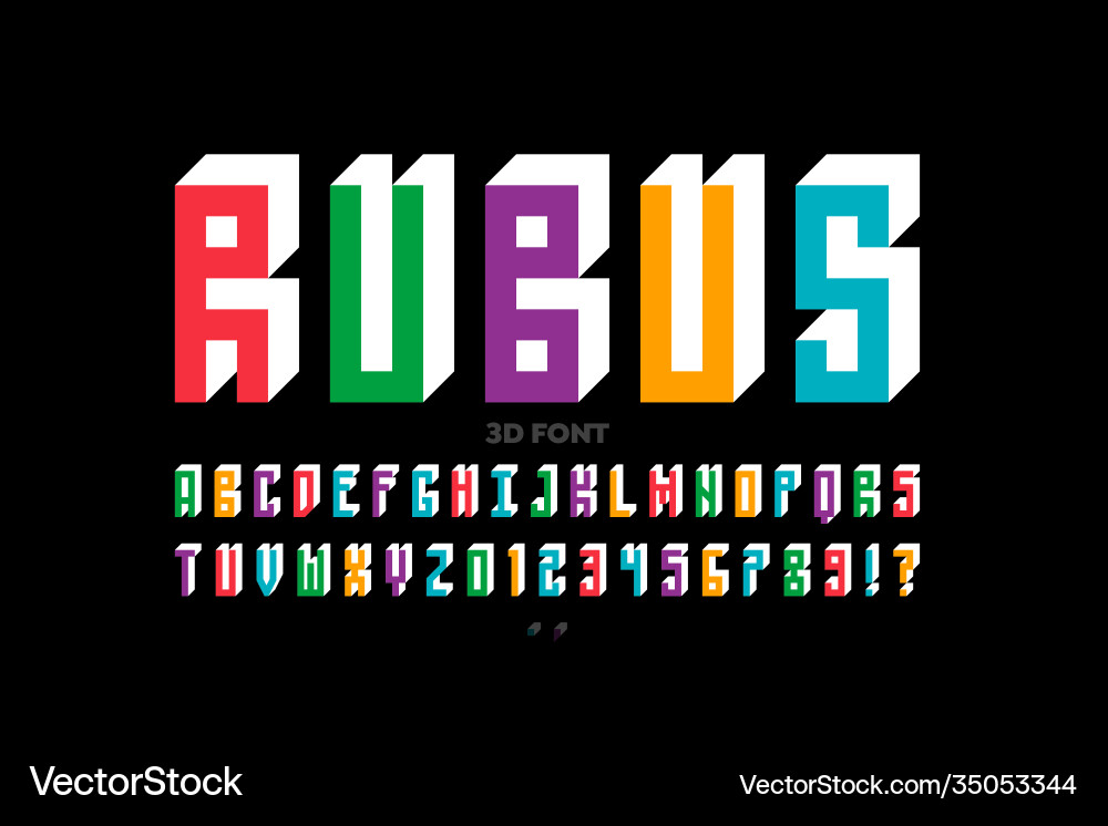 3d style modern font design alphabet and numbers vector image