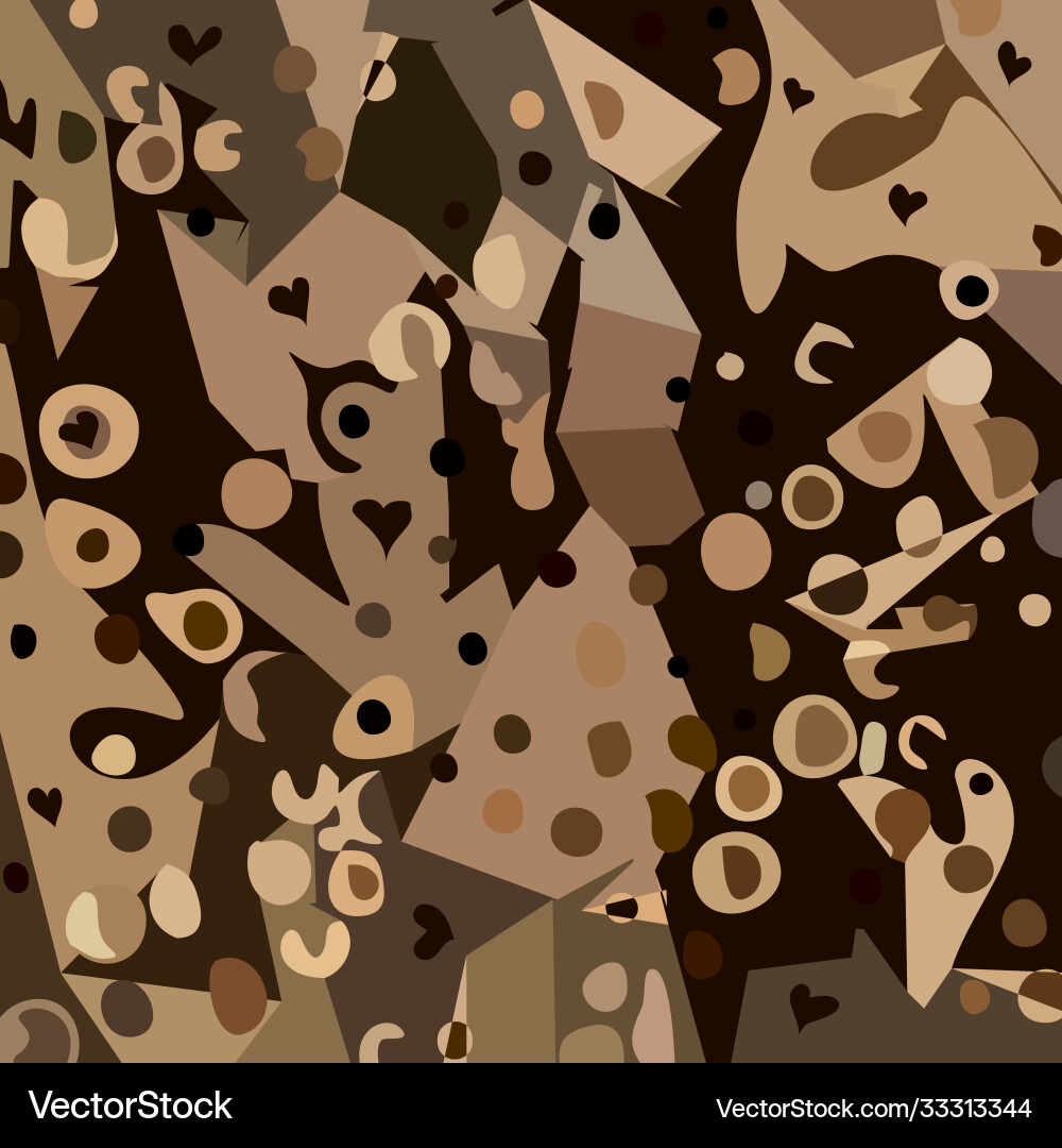Abstract pattern with shapes and hearts Vector Image