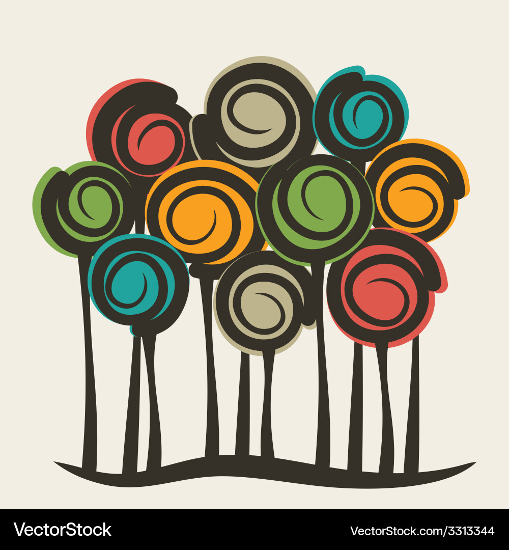 Abstract retro color tree Vector Image