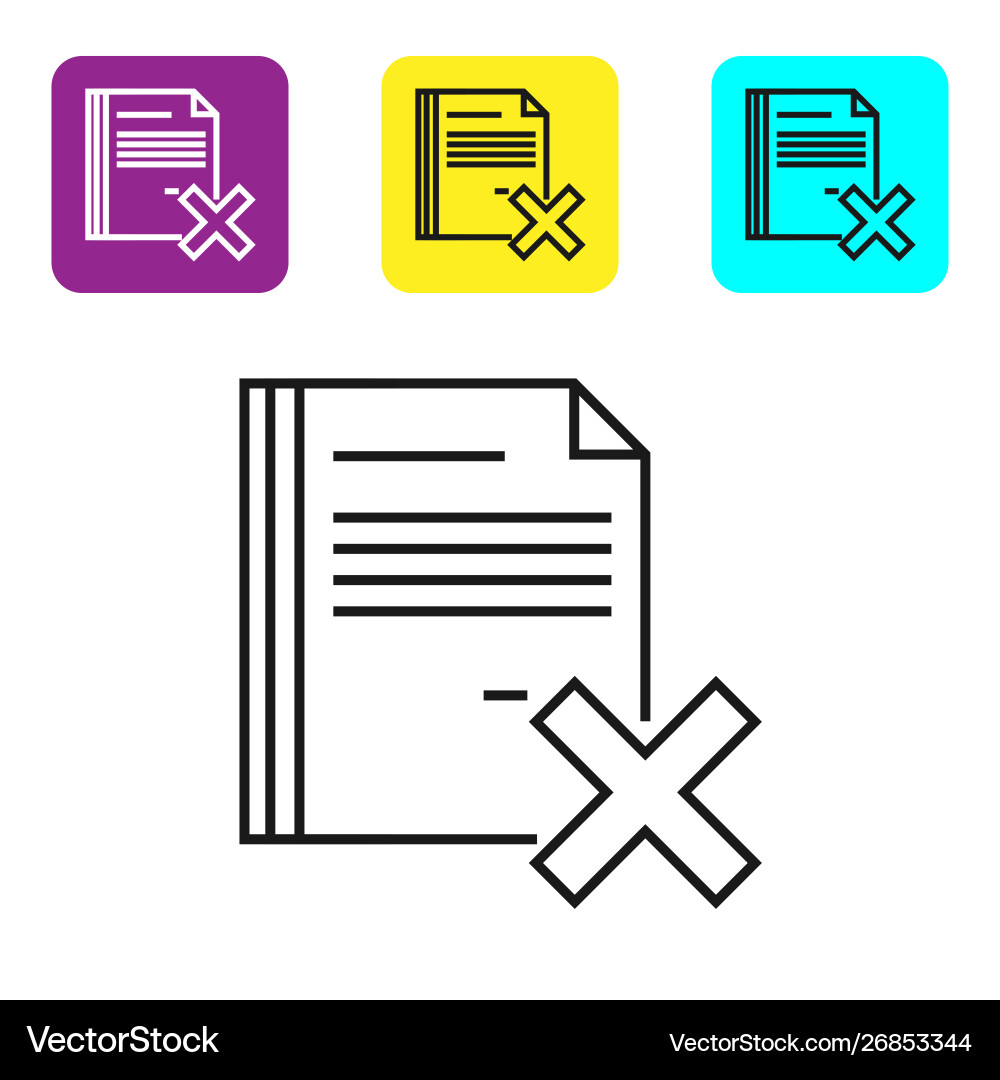 Black line delete file document icon isolated Black line delete file document icon isolated vector image