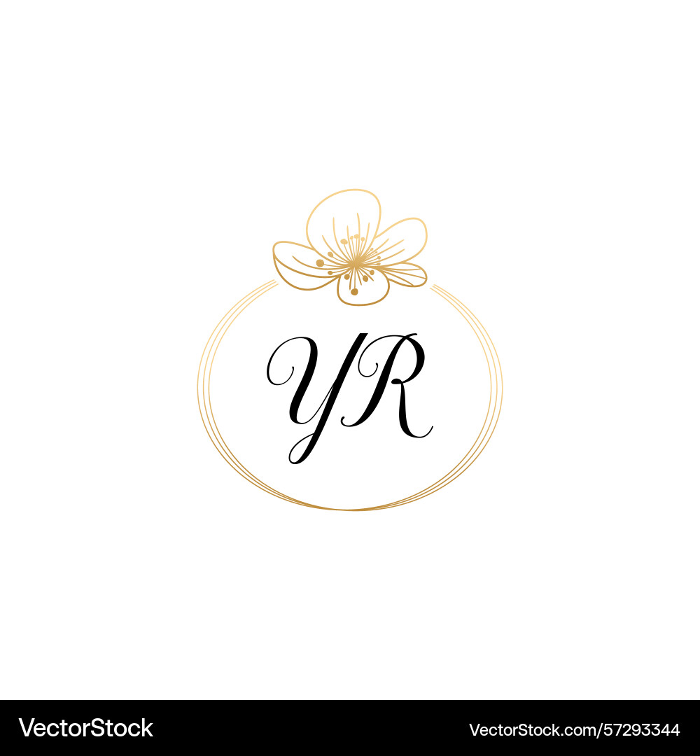 Botanical monogram logos with initial yr Vector Image