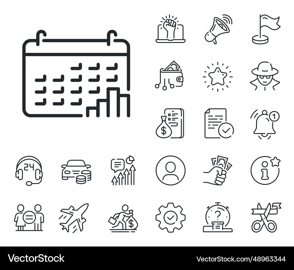 Calendar graph line icon column chart sign Calendar graph line icon column chart sign vector image