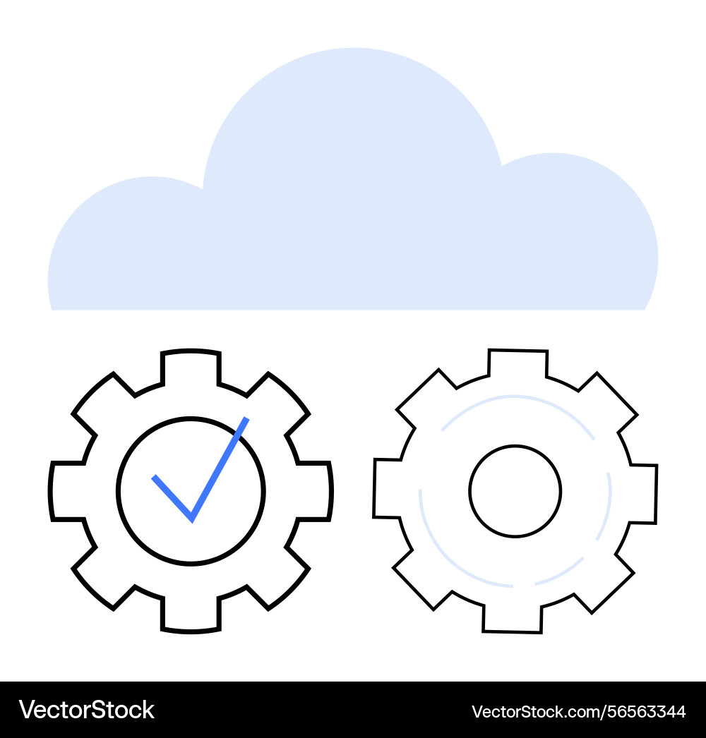 Cloud computing system settings with cogwheels Cloud computing system settings with cogwheels vector image