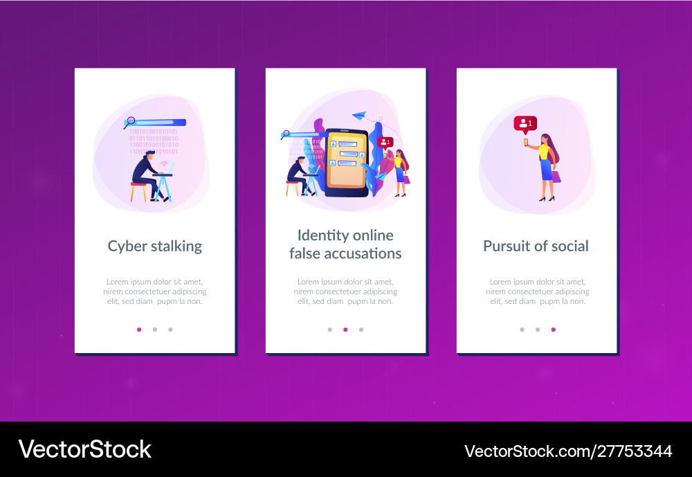 Cyberstalking app interface template Cyberstalking app interface template Vector Image