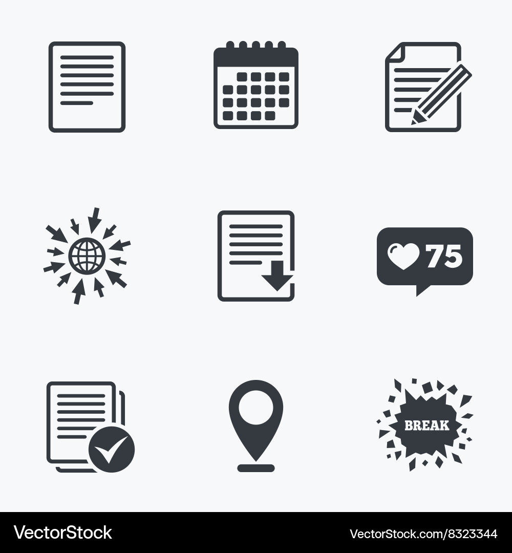 Document icons download file and checkbox vector image