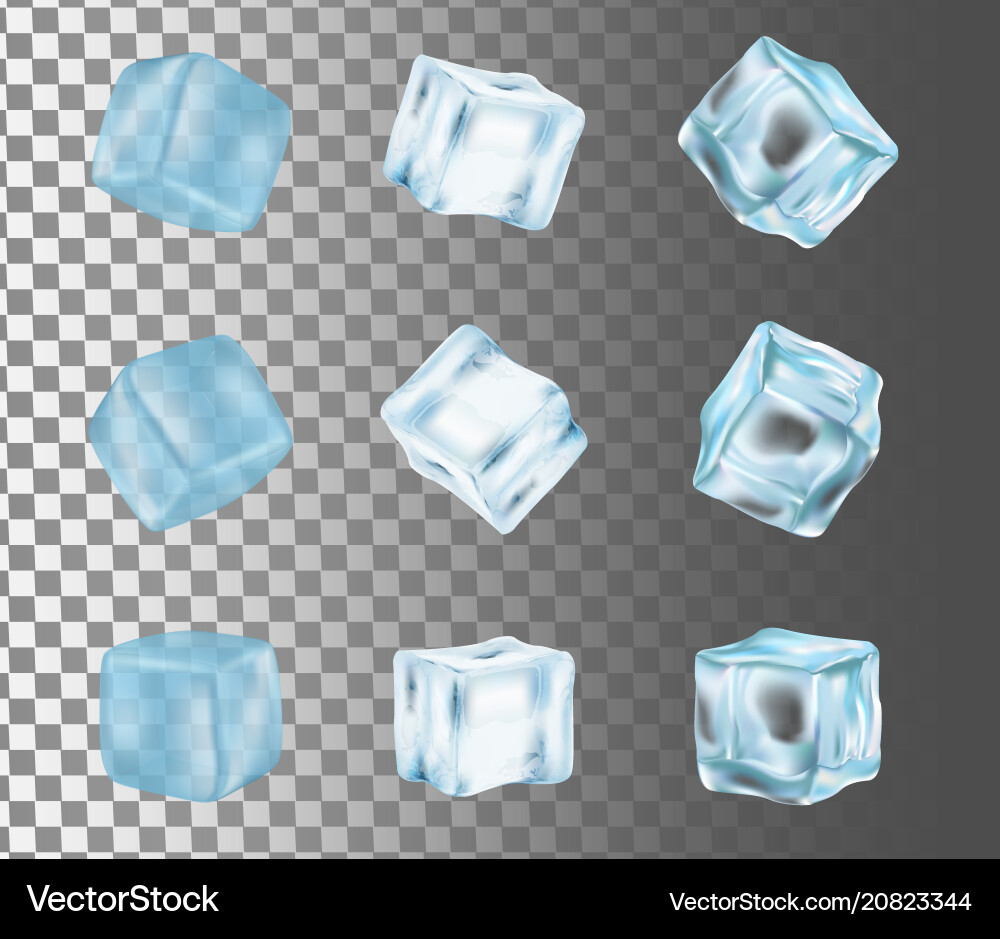 Ice cube icon set realistic Ice cube icon set realistic vector image