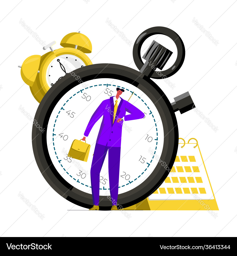 Image business metaphor with enlarged time objects Image business metaphor with enlarged time objects vector image