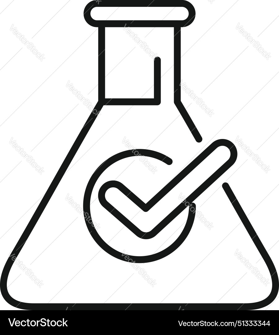 Laboratory flask with checkmark icon Laboratory flask with checkmark icon Vector Image