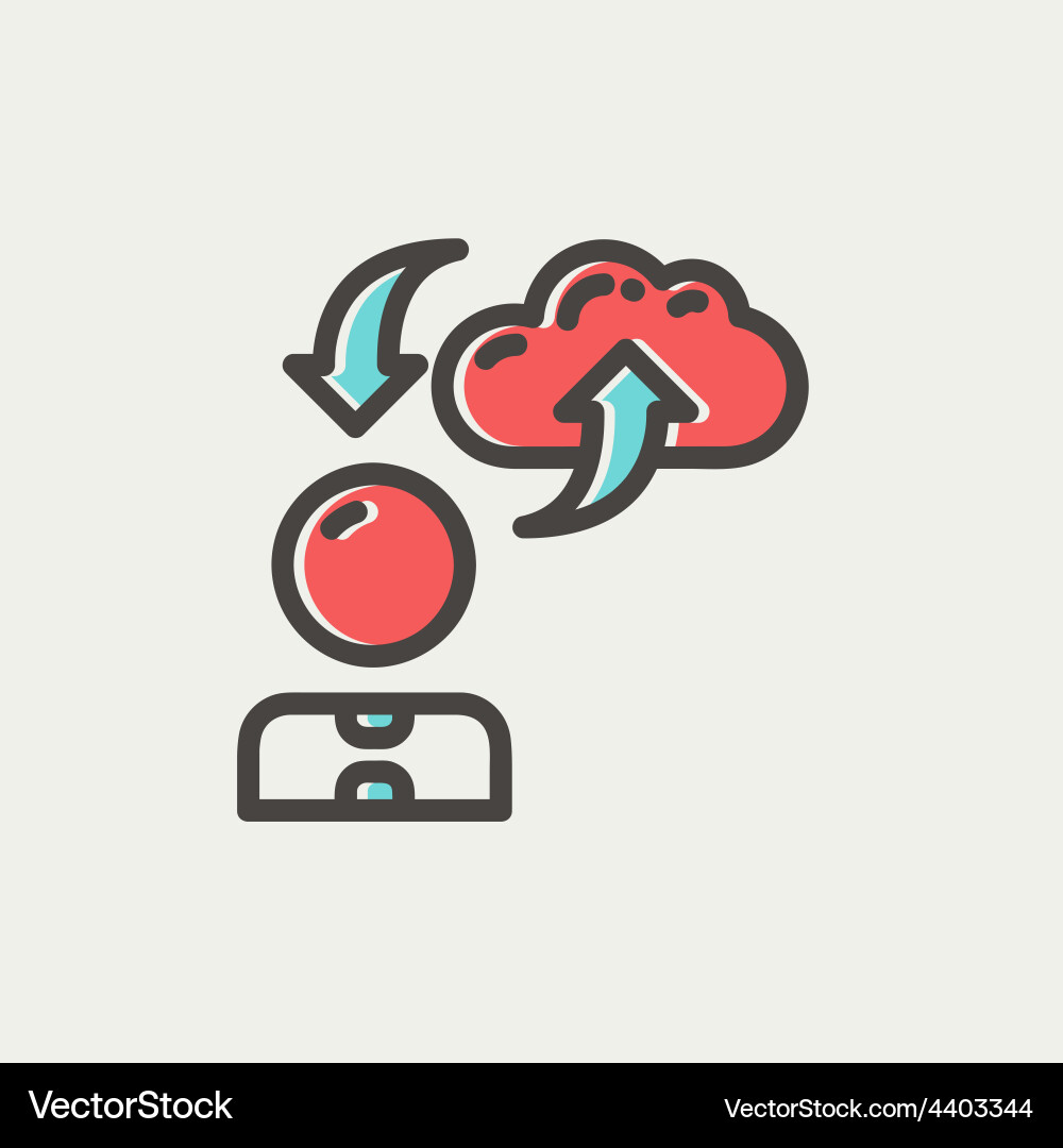 Man with cloud upload and download thin line icon vector image