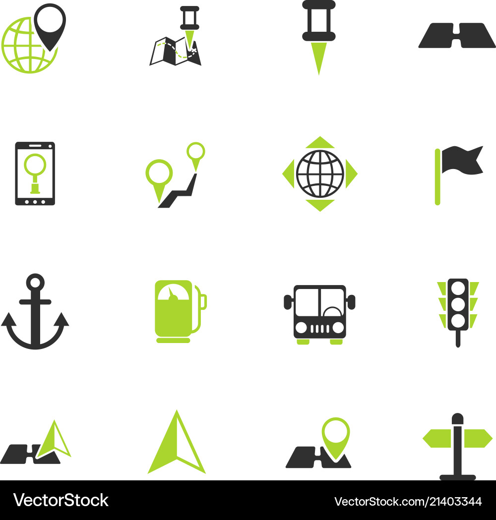 Navigation color icon set Vector Image