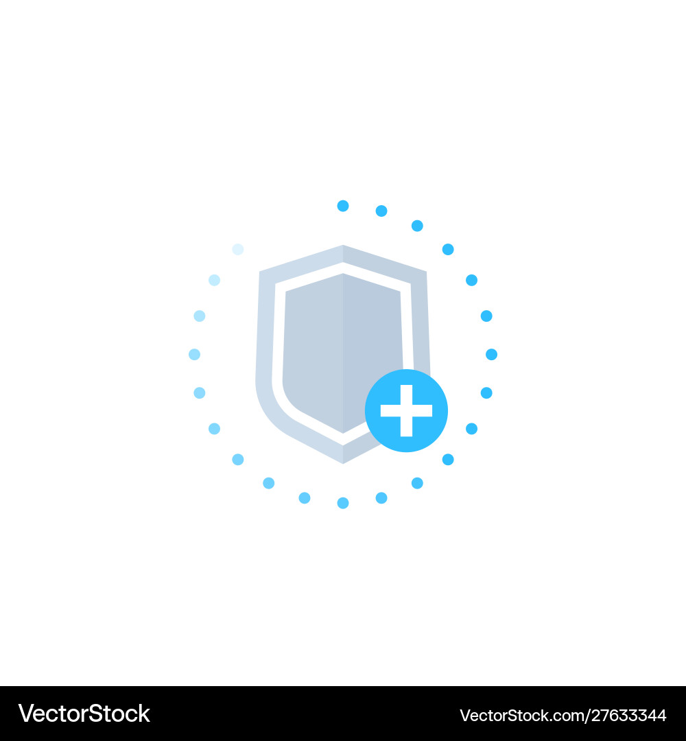Security icon with add sign and shield vector image