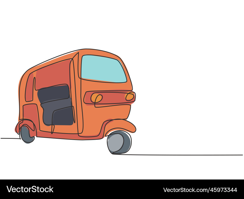 Single continuous line drawing rickshaw Single continuous line drawing rickshaw Vector Image