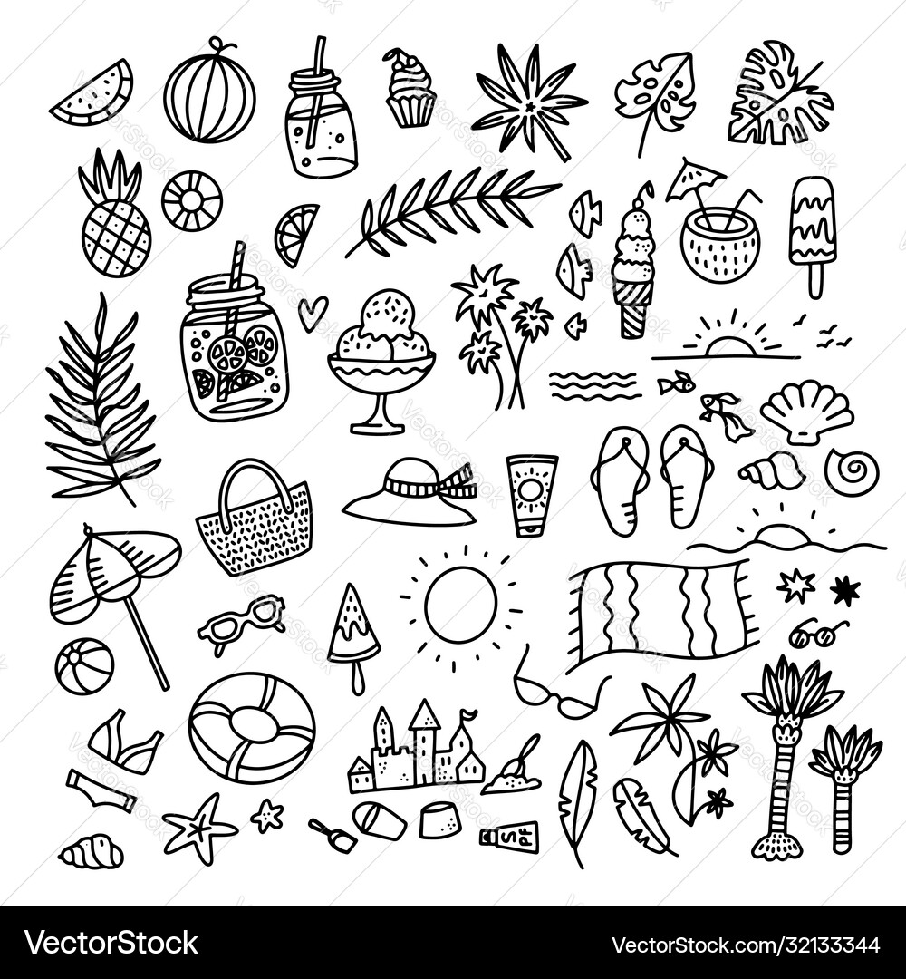 Summer Beach Icons - Vacation vector image
