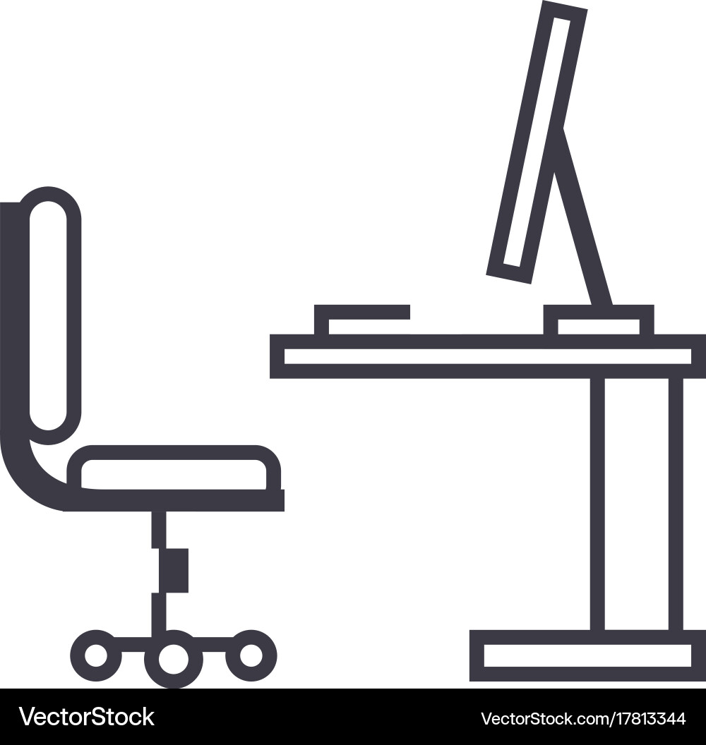 Tableoffice desk with computer sideview Vector Image