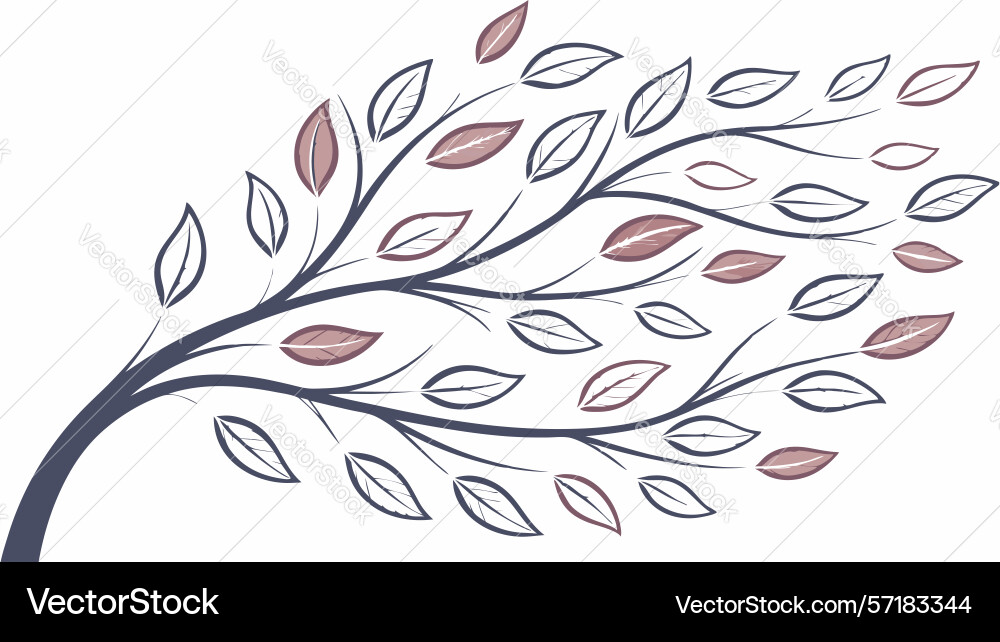 Windblown tree branch dynamic nature element Vector Image